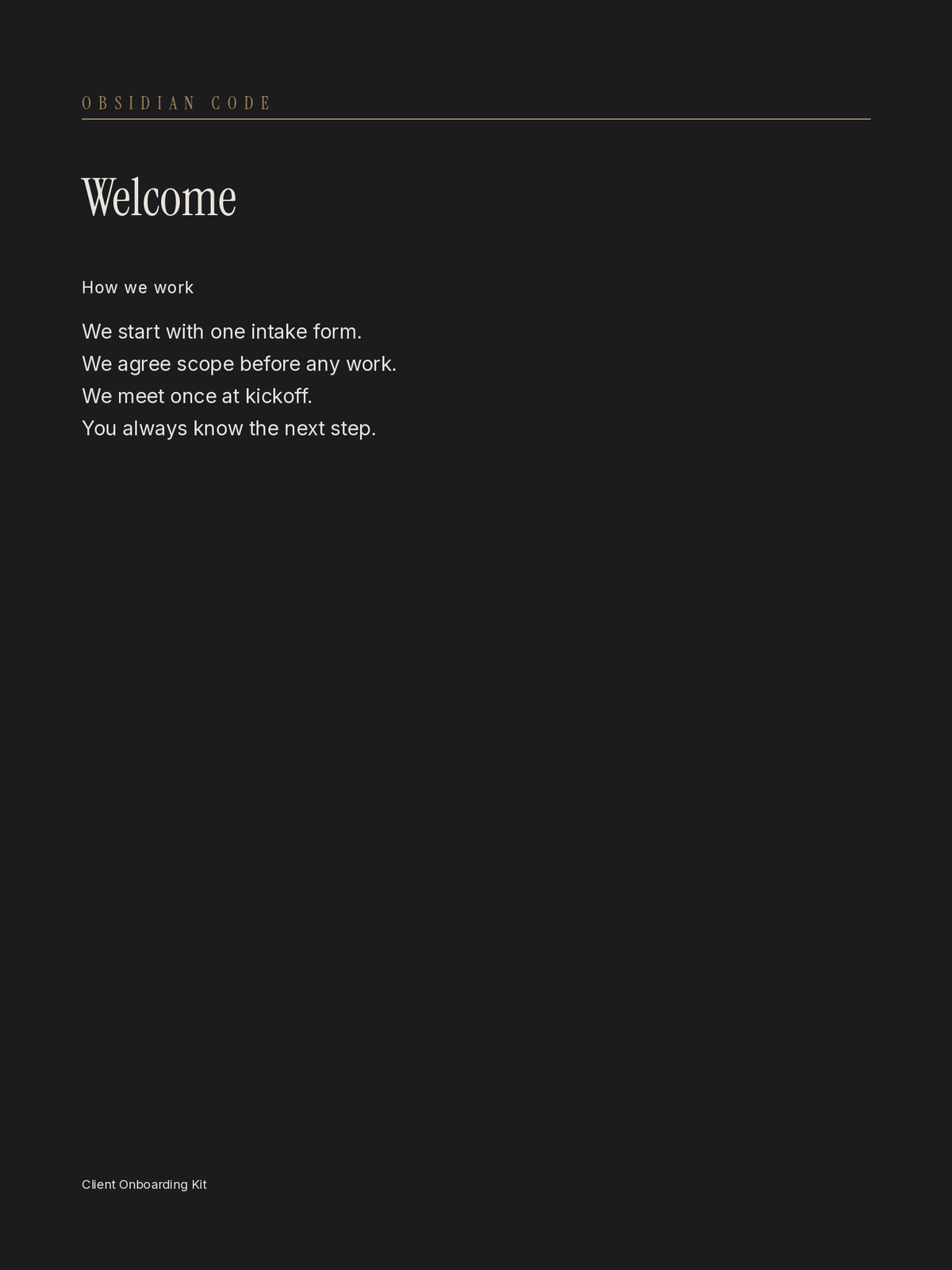 Welcome page