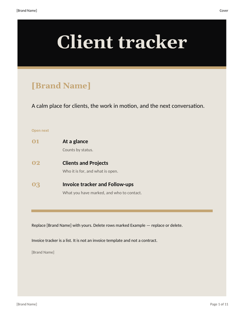 Cover page of the Client Tracker