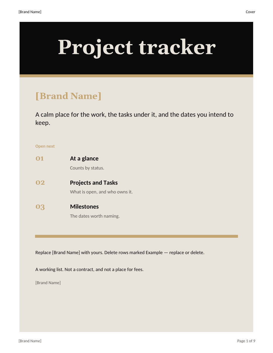 Cover page of the Project Tracker